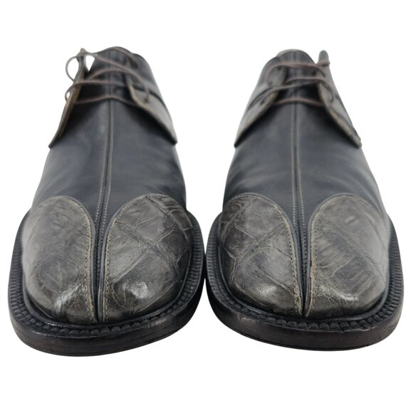 Vintage Belvedere Florence Exotic Crocodile Leather Gray Dress Shoes 11M Oxfords - Picture 7 of 12